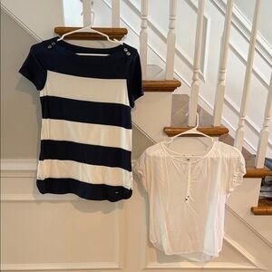 Tommy Hilfiger Navy/White Top & Calvin Klein White Blouse - priced to SELL!
